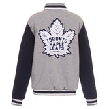 Toronto Maple Leafs Two-Tone Reversible Fleece Jacket - Gray/Navy - J.H. Sports Jackets