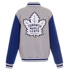 Toronto Maple Leafs Two-Tone Reversible Fleece Jacket - Gray/Royal - J.H. Sports Jackets