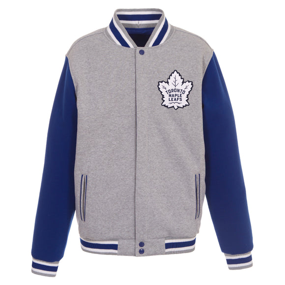 Toronto Maple Leafs Two-Tone Reversible Fleece Jacket - Gray/Royal - J.H. Sports Jackets