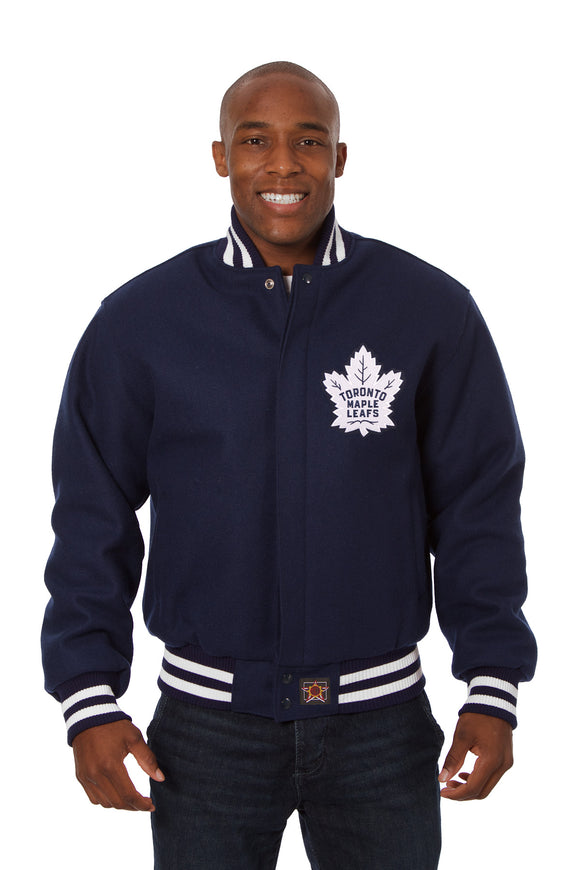 Toronto Maple Leafs Embroidered Wool Jacket - Navy - JH Design