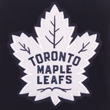Toronto Maple Leafs JH Design Reversible Fleece Jacket with Faux Leather Sleeves Navy/White - JH Design