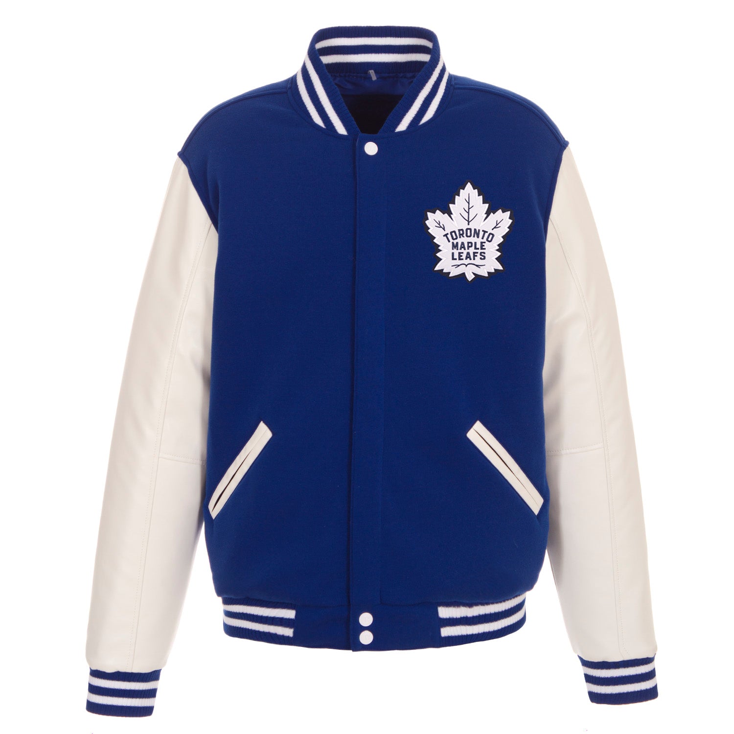 Toronto Maple Leafs JH Design Reversible Fleece Jacket with Faux