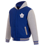 Toronto Maple Leafs Two-Tone Reversible Fleece Hooded Jacket - Royal/Grey - JH Design