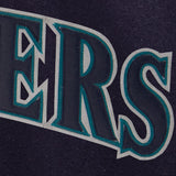 Seattle Mariners Wool Jacket w/ Handcrafted Leather Logos - Navy - JH Design