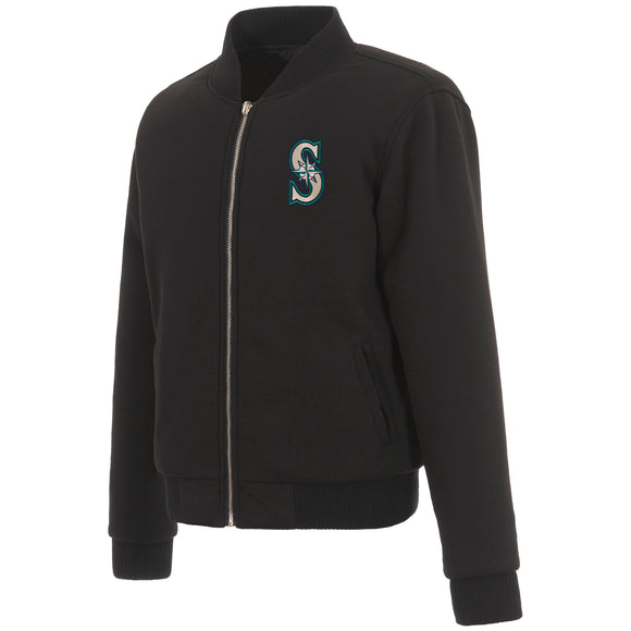 Seattle Mariners JH Design Reversible Women Fleece Jacket - Black - JH Design