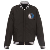Dallas Mavericks - JH Design Reversible Fleece Jacket with Faux Leather Sleeves - Black/White - JH Design