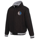 Dallas Mavericks Two-Tone Reversible Fleece Hooded Jacket - Black/Grey - JH Design