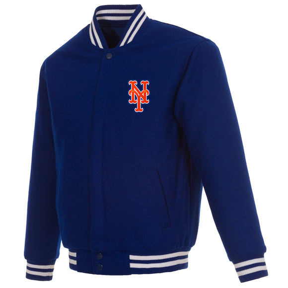New York Mets Reversible Wool Jacket - Royal - J.H. Sports Jackets