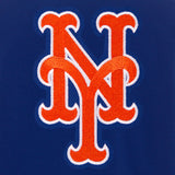 New York Mets - JH Design Reversible Fleece Jacket with Faux Leather Sleeves - Royal/White - J.H. Sports Jackets