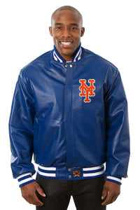 New York Mets Full Leather Jacket - Royal - JH Design