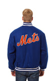 New York Mets Wool Jacket w/ Handcrafted Leather Logos - Royal - JH Design