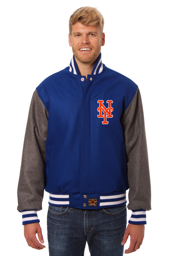 New York Mets Embroidered Wool Jacket - Royal/Charcoal - JH Design