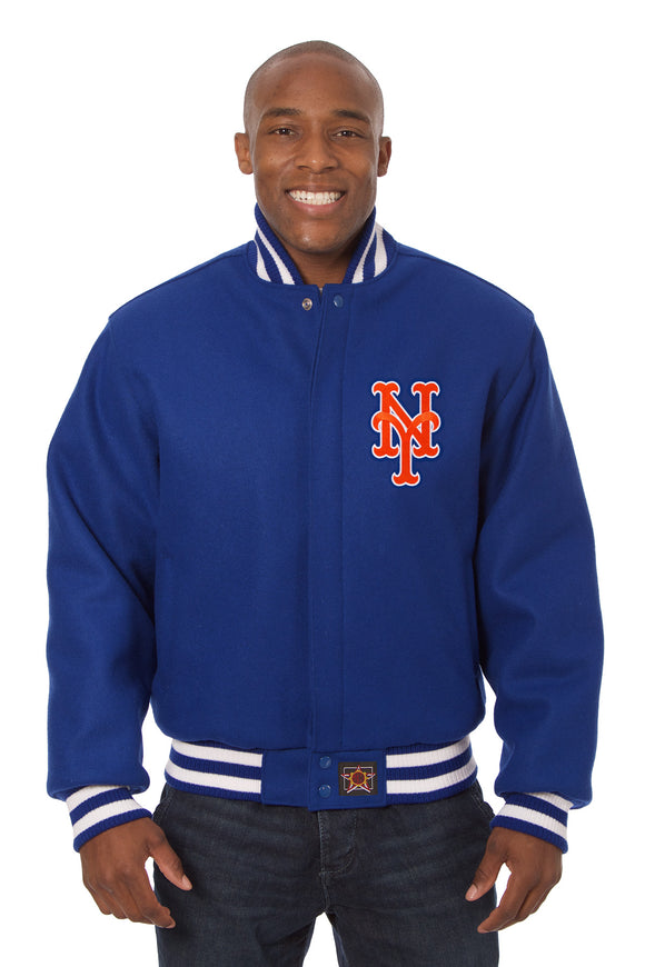 New York Mets Embroidered Wool Jacket - Royal - JH Design