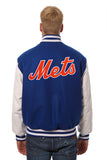New York Mets Two-Tone Wool and Leather Jacket - Royal - JH Design
