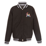 Miami Marlins Two-Tone Reversible Fleece Jacket - Gray/Black - JH Design