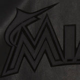 Miami Marlins Full Leather Jacket - Black/Black - JH Design