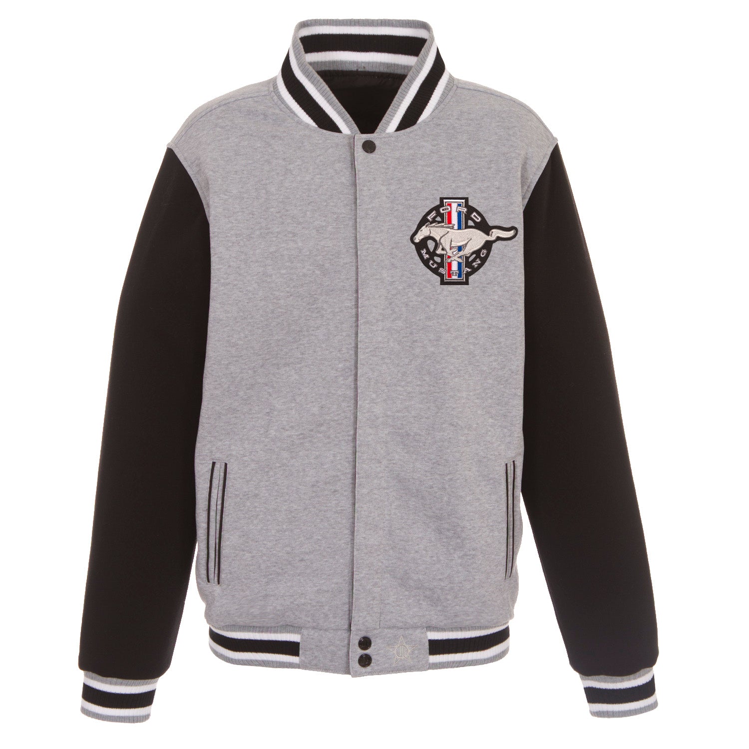 Small Fleece Varsity Jacket Grey/Black Mustangs