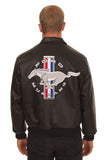 Ford Mustang Embroidered Leather Bomber Jacket - Black - JH Design
