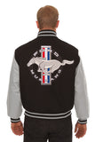 Ford Mustang Embroidered Wool & Leather Jacket - Black/Grey - JH Design