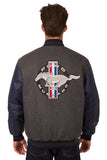 Mustang Wool & Leather Reversible Varsity Jacket - Charcoal/Navy - JH Design
