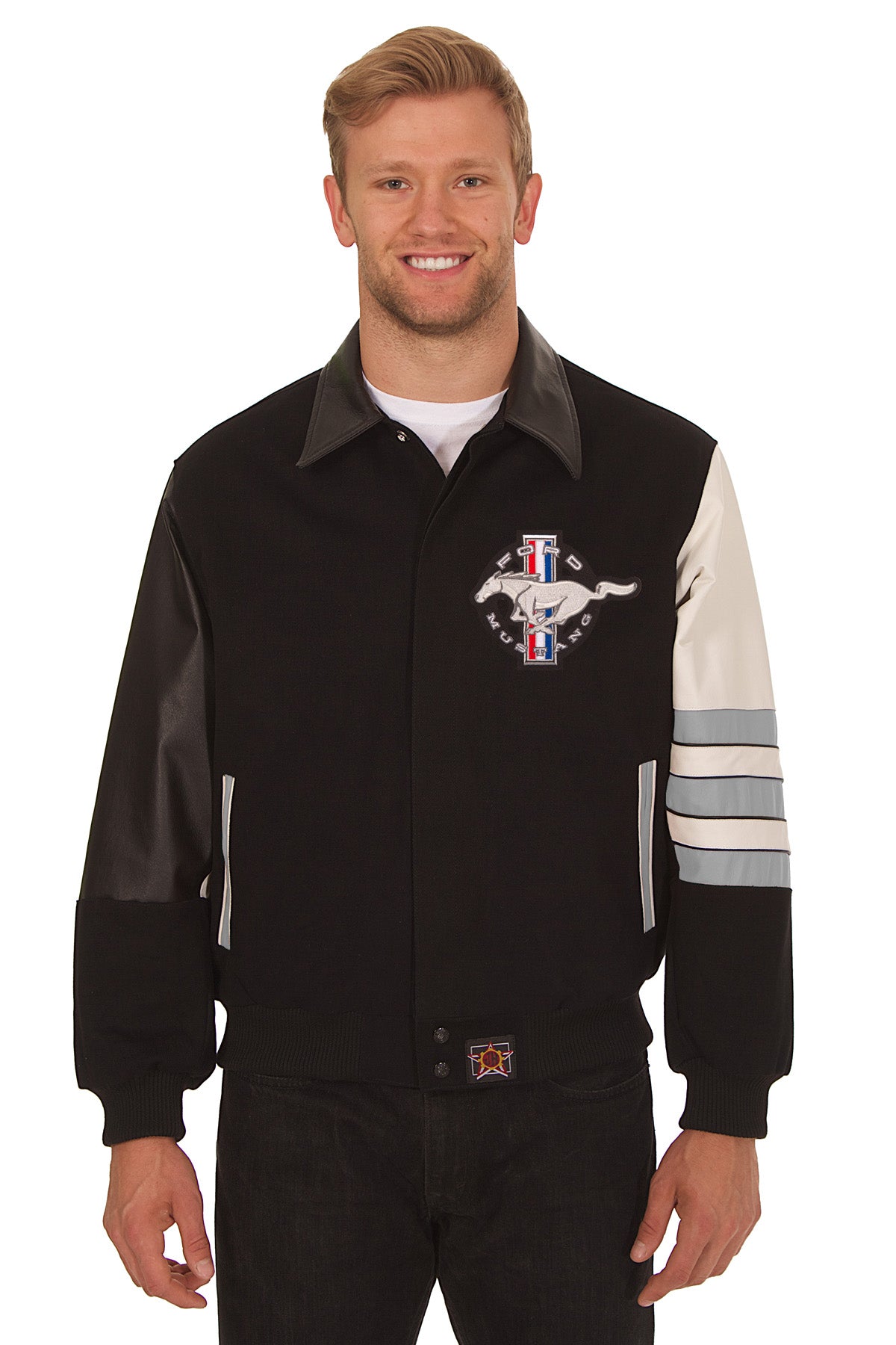Sports | Embroidered Wool Ford & Leather Jackets - Jacket Mustang Black/Grey J.H.