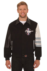 Ford Mustang Embroidered Wool & Leather Jacket - Black/Grey - JH Design
