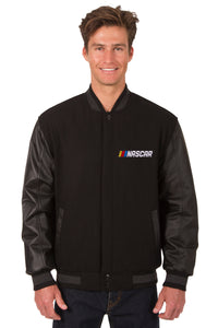 NASCAR Wool & Leather Varsity Jacket - Black - JH Design