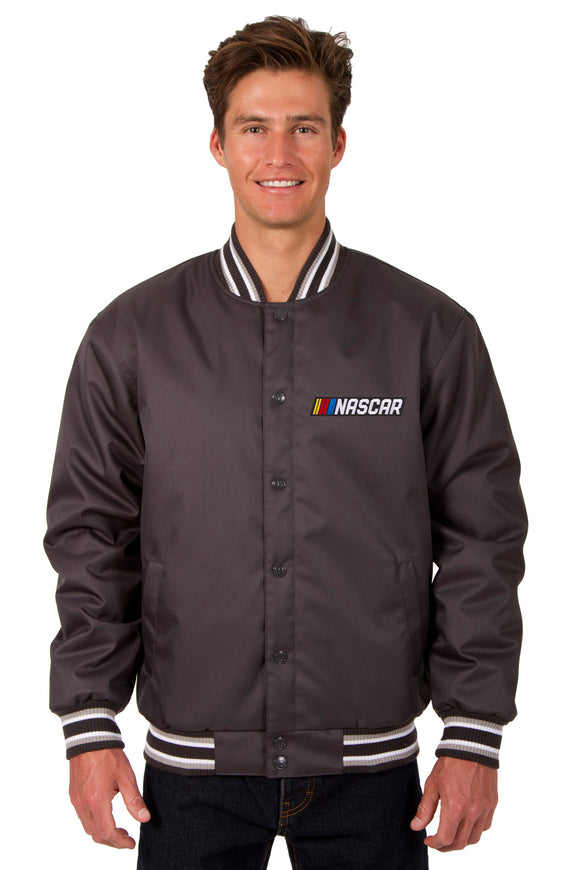 NASCAR Poly Twill Varsity Jacket - Charcoal - JH Design
