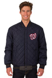 Washington Nationals Wool & Leather Reversible Jacket w/ Embroidered Logos - Charcoal/Navy - J.H. Sports Jackets