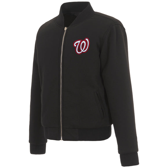 Washington Nationals JH Design Reversible Women Fleece Jacket - Black - JH Design
