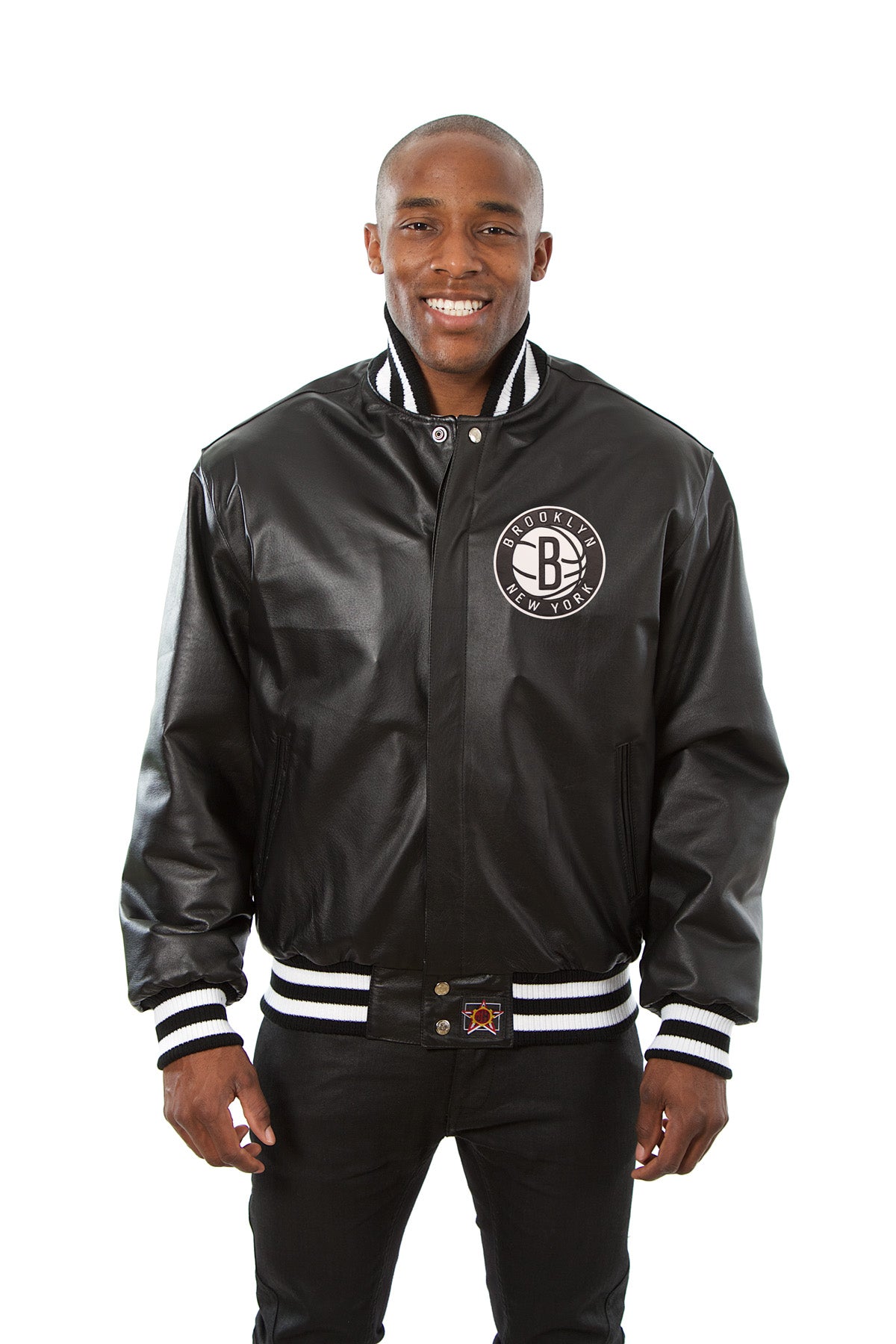 JH Design Men's Brooklyn Nets Black Bomber Jacket, XXL