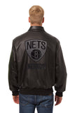 Brooklyn Nets Full Leather Jacket - Black/Black - JH Design