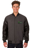 Monster Energy NASCAR Cup Series Wool & Leather Varsity Jacket - Charcoal/Black - JH Design