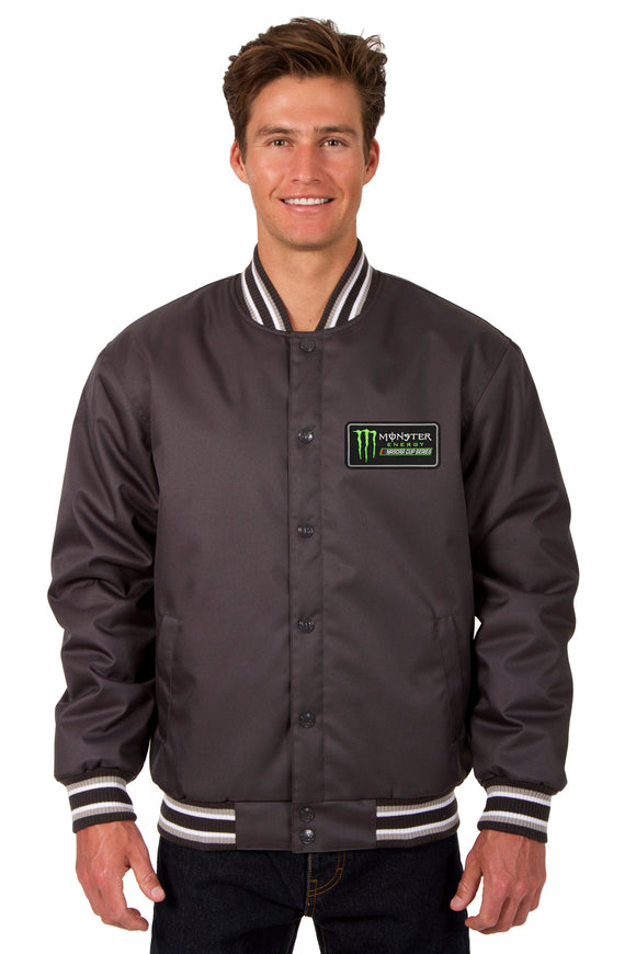 Monster Energy NASCAR Cup Series Poly Twill Varsity Jacket - Charcoal - JH Design