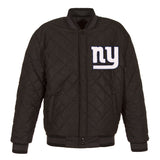 New York Giants Wool & Leather Throwback Reversible Jacket - Charcoal - J.H. Sports Jackets
