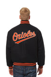 Baltimore Orioles Wool Jacket w/ Handcrafted Leather Logos - Black - JH Design