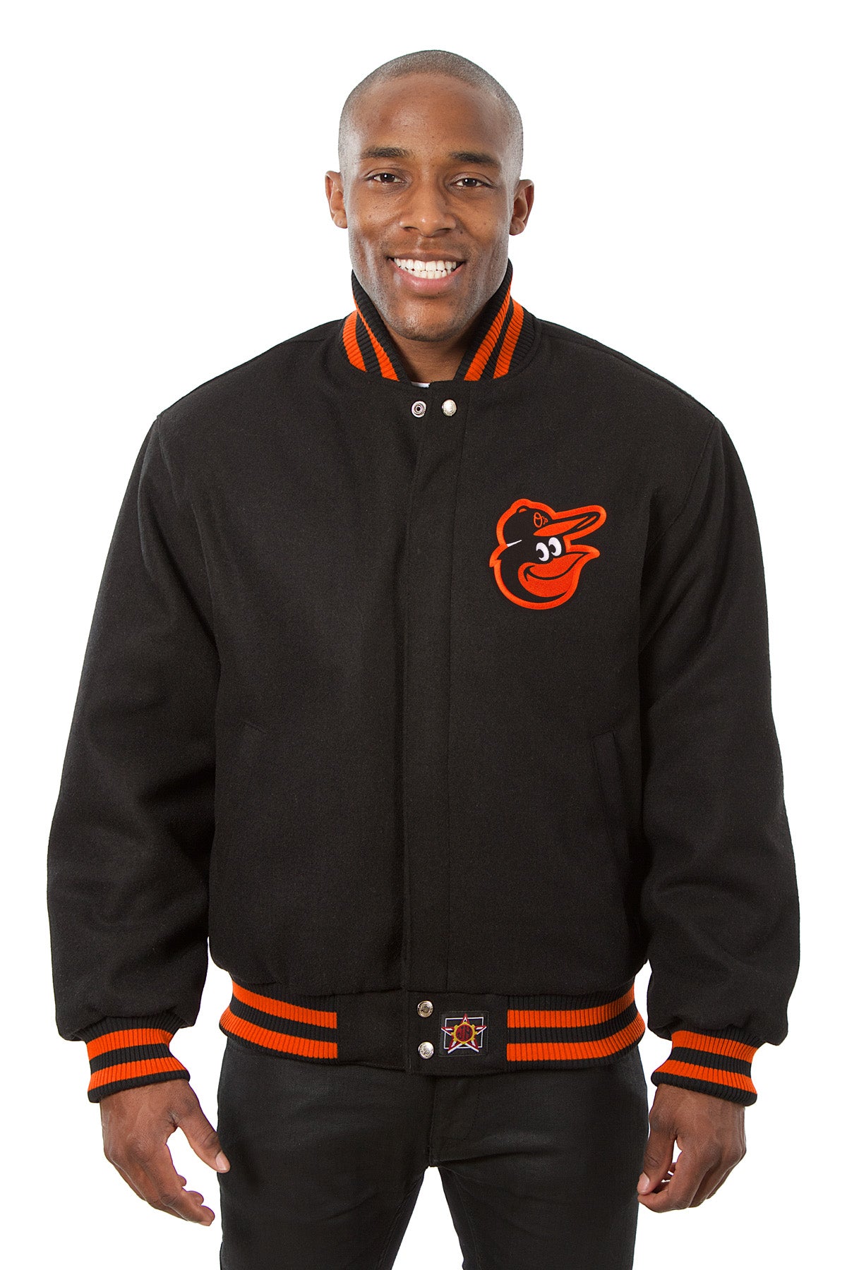 Baltimore Orioles Poly Twill Varsity Jacket - Black JH Design 4X-Large