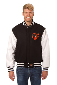 Baltimore Orioles Two-Tone Wool and Leather Jacket - Black - JH Design