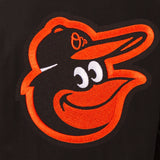 Baltimore Orioles Wool & Leather Reversible Jacket w/ Embroidered Logos - Black - J.H. Sports Jackets