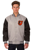 Baltimore Orioles Poly Twill Varsity Jacket - Gray/Black - JH Design