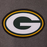 Green Bay Packers Wool & Leather Reversible Jacket w/ Embroidered Logos - Charcoal/Green - J.H. Sports Jackets