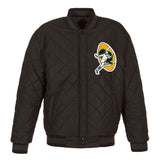 Green Bay Packers Wool & Leather Throwback Reversible Jacket - Charcoal - J.H. Sports Jackets