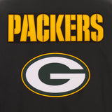 Green Bay Packers Poly Twill Varsity Jacket - Black - JH Design