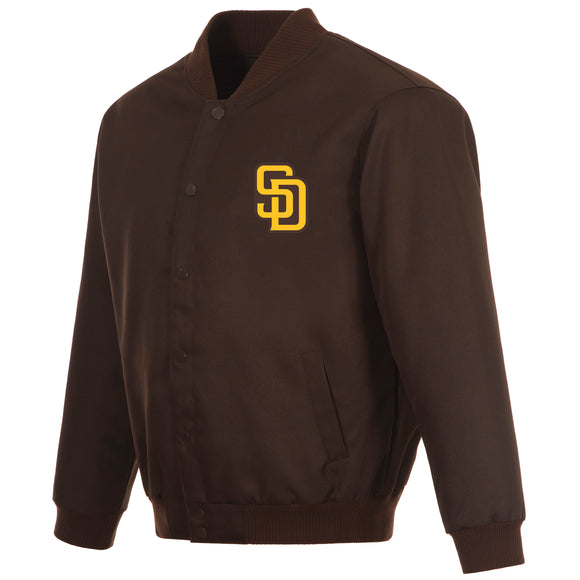 San Diego Padres  Poly Twill Varsity Jacket - Brown - J.H. Sports Jackets