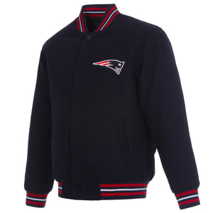New England Patriots Reversible Wool Jacket - Navy - J.H. Sports Jackets