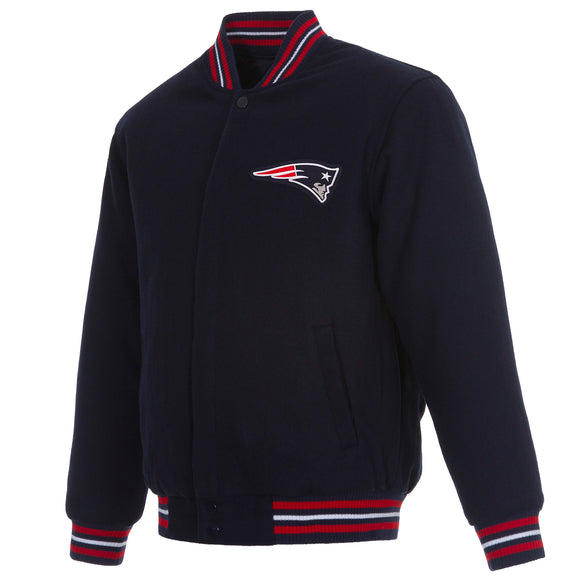 New England Patriots Reversible Wool Jacket - Navy - JH Design