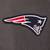New England Patriots Wool & Leather Reversible Jacket w/ Embroidered Logos - Charcoal/Navy - J.H. Sports Jackets