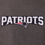 New England Patriots Wool & Leather Reversible Jacket w/ Embroidered Logos - Charcoal/Navy - J.H. Sports Jackets