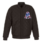 New England Patriots Wool & Leather Throwback Reversible Jacket - Charcoal - J.H. Sports Jackets