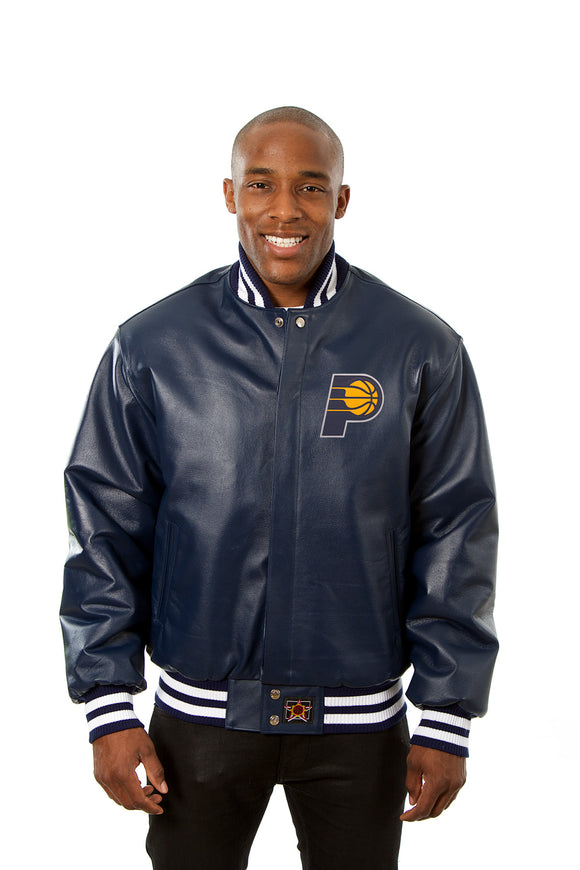 Indiana Pacers Full Leather Jacket - Navy - JH Design